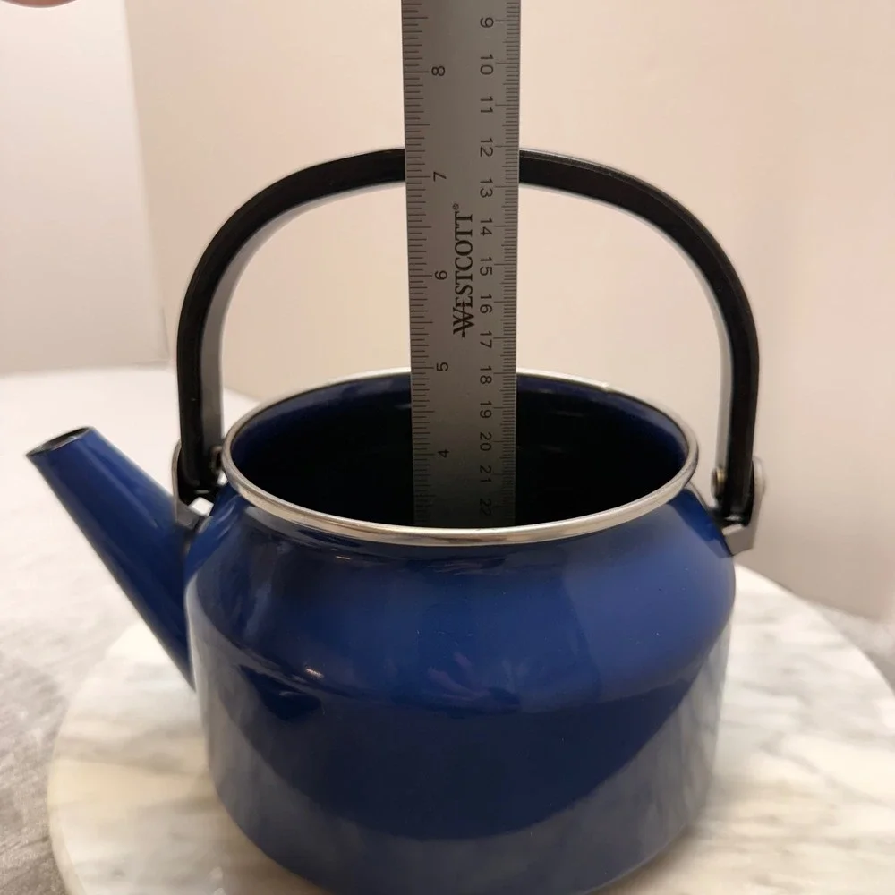 Siam Fujiware Blue Enamel Tea Kettle Stovetop 2.0L Thailand Cobalt Black Handle